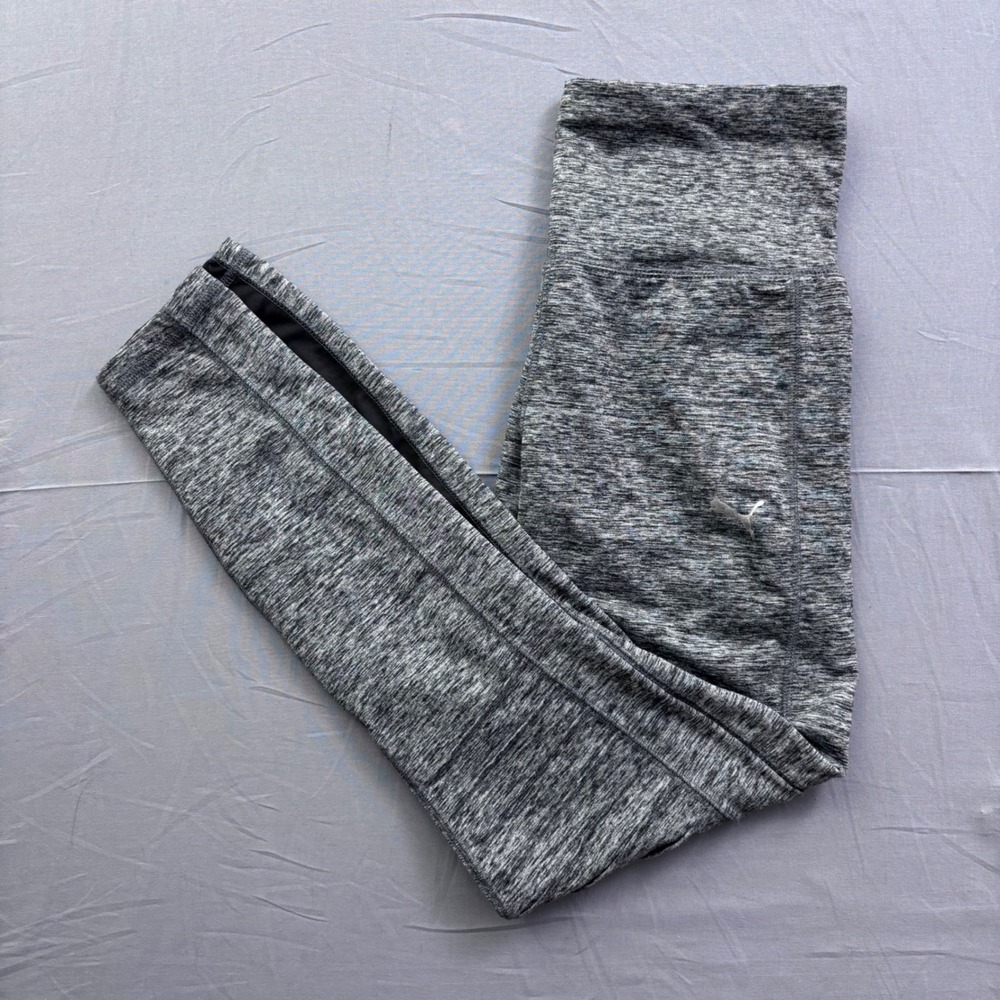Puma Womens Gray Space Dye Moto Ribbed Mesh Panel High Waist Leggings Small